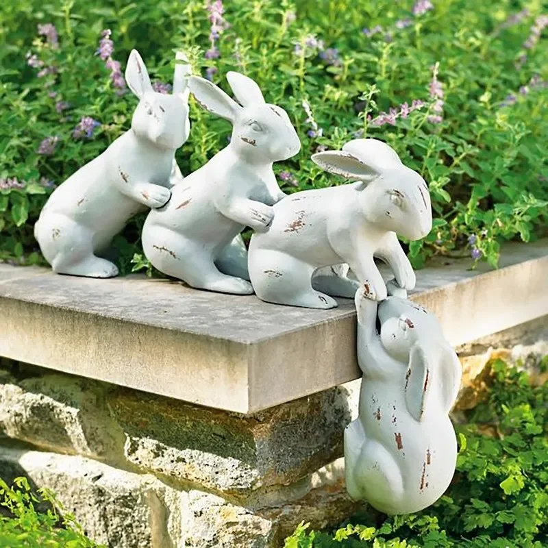 Rășină De Iepure În Aer Liber Statui Ornament Decor Sculptură De Grădină Statui Decor Minunat Statui De Animale Figurine