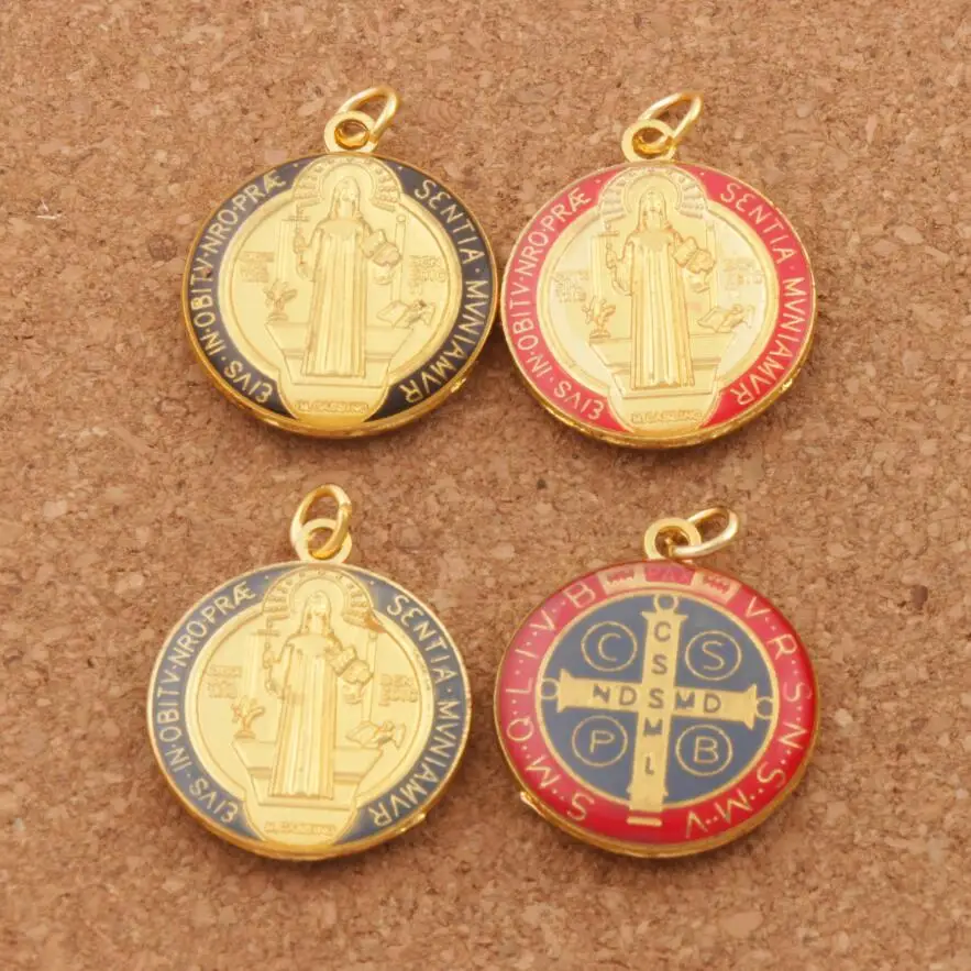 5pcs 3Colors Email Saint Farmec Benedict Medalie de Cruce Crucifix Smqlivb Farmecul Margele 23.2x27mm Pandantive T1669