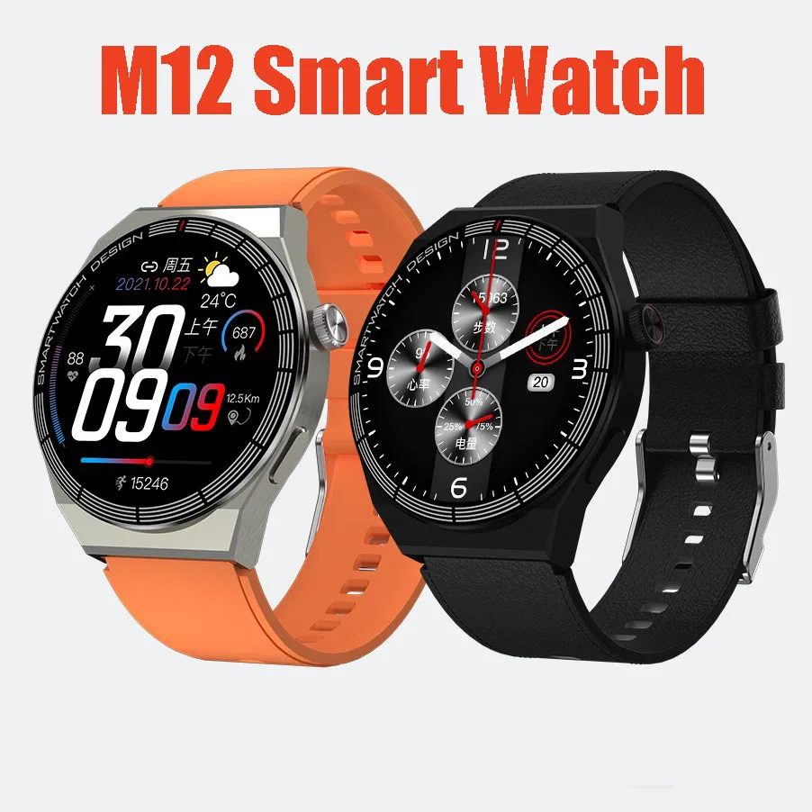 Ceas inteligent M12 Bărbați Femei BT Apel NFC Lumina de Frână cu LED-uri Colorate Sentiment de Culoare RGB Respirație Lampa de Fitness Tracker Sport Smartwatch