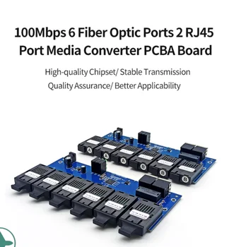 10/100M Ethernet, Fibre Comutator Media Converter 20km Modul Single 6*155M Fibre 2 RJ45 PCBA Mama Consiliul de SC Optica de Emisie-recepție