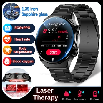2023 Noi Trei mari laser, fizioterapie Smartwatch Bărbați ECG+PPG Temperatura Corpului de Monitorizare a Sănătății Ceas Inteligent Pentru Android IOS