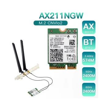 AX211NGW+Dual Antena WiFi 6E M. 2 Cheie E CNVio2 2.4 Ghz/5 ghz placa de Retea Wireless 802.11 Ac Bluetooth 5.2 Adaptor