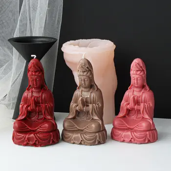 Arya Avalokiteshvara Lumânare Mucegai Silicon pentru Handmade, Decor Ciocolata Gips Aromoterapie Săpun Lumanarea de Rășină de Silicon Mucegai