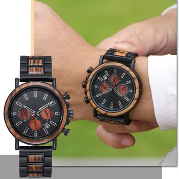 Barbati din Lemn Ceas Multifunctional Nou rezistent la apa de Afaceri Personalizate Cuarț Ceas din Lemn Wacth pentru Bărbați reloj madera hombre