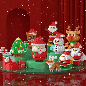 Cadou de crăciun Micro Blocuri Asamblare DIY Moș Crăciun Elan Pom de Craciun Mini Caramida Figura Jucării Pentru Copii Nesw Cadou de Anul