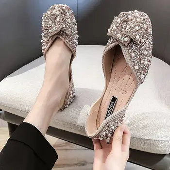 Crystal Lady Balerini Pentru Femei Brand De Lux Pantofi De Primăvară De Sex Feminin Apartamente Stras Confortabile Femeie Pantofi 2022 New Sosire Doamnelor Falts