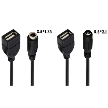 DC la USB Cablu de Alimentare DC 3.5x1.35mm 5.5x2.1mm de sex Feminin la Mufa USB 5V de Încărcare Cablu pentru Difuzor Căști MP3, MP4, Comprimate