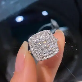 DIWENFU S925 Argint Bijuterii cu Diamante Inel pentru Femei Hot Nou Flash Diamant Pătrat Printesa verighete Inele de Logodna