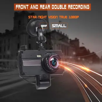 DVR auto cu Unghi Larg de Viziune de Noapte, Ecran Mare de 4 Inch 1080P Dash Cam Cu Camera retrovizoare Accesorii Auto