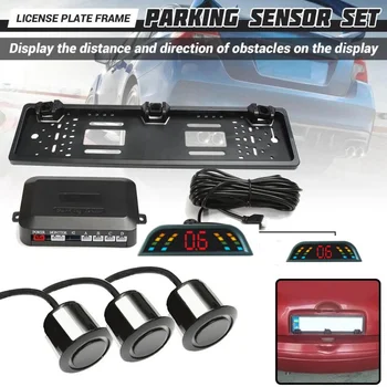 De Înmatriculare Senzori de Parcare Wireless, Parcare 3 Senzor Placă Cadru European pentru Auto Universal 12V cu LED WirelesParking Senzor
