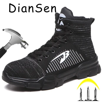 DianSen Indestructibil Bărbați Încălțăminte De Protecție Din Oțel Toe Pantofi Și Puncție-Dovada Cizme, Adidași De Construcție FootwearAdult Pantofi De Lucru