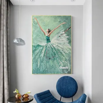 Dormitor Decor Perete Poster Canvas Abstract Art Fată Dans De Balet, Pictură În Ulei Realizate Manual Imagine Figura De Artă Pentru Hotel Arată