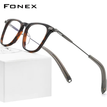 FONEX Acetat de Titan Ochelari Cadru Bărbați 2022 Nou Retro de Epocă Pătrat Ochelari baza de Prescriptie medicala Optica Ochelari Ochelari de F85703
