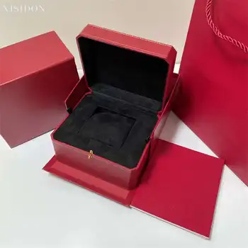 Fabrica de Furnizor en-Gros de Lux Original Rosu Cutii de Ceas de Catifea Neagră Cu Brosura Si Cardul Personalizat AAA Ceas Cadou Caz