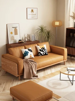 Japoneze tehnologie retro pânză canapea, ceară albă de lemn, lemn masiv, modern, simplu, mici, de familie, cameră de zi, două sau trei persoane