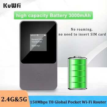 KuWfi 3500mAh Global Buzunar Router Wifi Modem Portabil în aer liber Hotspot Wireless 150mbps Router Până la 8 Dispozitive care Cartela Sim Nu Trebuie