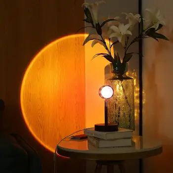 LED Apus de soare Lampa Proiector de Curcubeu Atingere Ușoară Atmosferă Lumina de Noapte Fotografie de Fundal Lampă pentru Camera de zi de Decorare Perete
