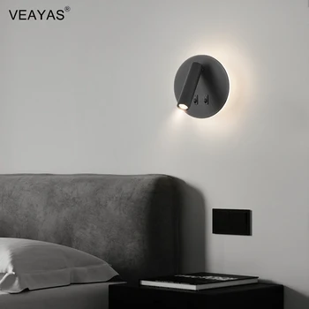 LED Lampă de Perete Nordic Minimalist Modern, Dormitor Lampă de Noptieră Creative Scara Lampa de Camera de zi de Rotație Lampă de Perete