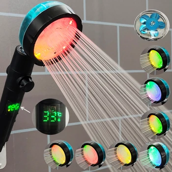 LED afisaj Digital al Temperaturii Cap de Duș de Control al Temperaturii Colorate Ventilator de Înaltă Presiune Precipitații Duș Cu Buton de Oprire