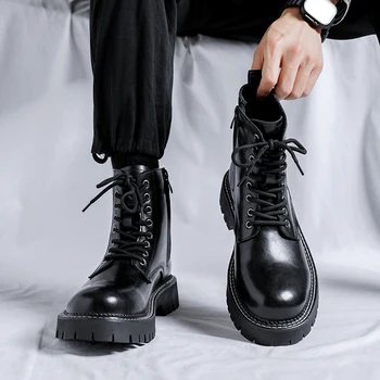 Modă stil Britanic pantofi pentru bărbați uzura uzura grosime talpă mid-top moda versatil cizme Martin