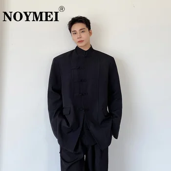 NOYMEI Stil Chinezesc Stand Guler Nod Butonul de Costum pentru Bărbați Tendință Sacou Casual de Toamnă Negru Temperament All-meci de Top Chic WA2299