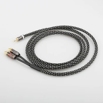 Noi Audiocrast 3.5 mm pentru Cablu RCA 2-Masculin RCA pentru Cablu AUX 99.99% 4N-OFC 1/8 la RCA Stereo Cablu de Audiofili Căști Cablu RCA