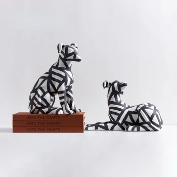 Nordic Alb-Negru cu Dungi Câine Statuetă Ceramică, Acasă Creative de Artizanat Decor, Camera de zi Pridvor Studiu Decor de Masă