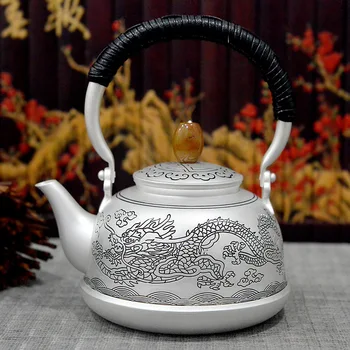 Oală de argint, argint 999 ceainic, lucrate manual, ceainic Japonez, mâner lateral oală, argint vas, oală de fum