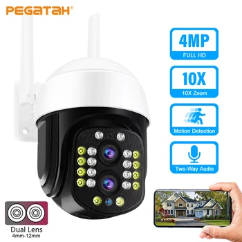 PEGATAH 4MP PTZ Camera IP 10x Zoom Dual aparat de Fotografiat Lentilă Umane Detecta Două căi Audio Smart Home în aer liber, Wifi camerele de Supraveghere