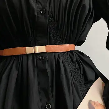 Piele Betelie pentru Femei Camasa Rochie Corset Accesorii Decor Talie Etanșare Elastică de Aur Cataramă Moda All-meci Curea Subțire
