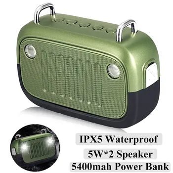 Portabile fără Fir Bluetooth Boxe de Exterior rezistent la apa IPX5 Caseta de Sunet cu Lumina LED-uri Built-in 5400mAh Baterie Telefon Power Bank