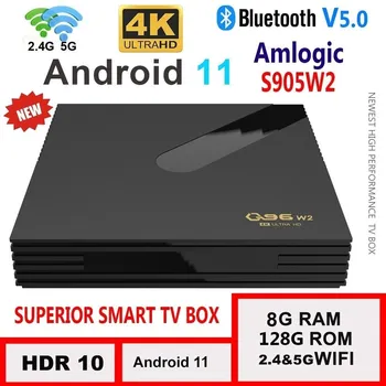 Q96 W2 Smart TV Box Android 11 Amlogic S905W2 Quad Core 2.4 G 5G Dual WIFI 4K HDR Set Top Box 8GB+128GB Media Player Iptv Box Fierbinte