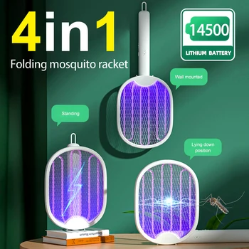 Rabatabile Electric Țânțar Swatter Pat Fly Trap Usb Reîncărcabilă Cu Lumina Violet Capcana Insecte Exterminator Anti-tantari Aparat
