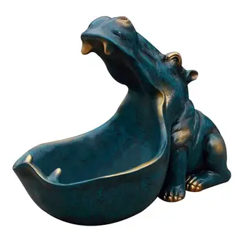 Rășină Hipopotam Statuie Hipopotam Sculptură Figurine Cheie Recipient Cheltuieli Diverse De Stocare Titularul Decor Acasă Decor De Masă