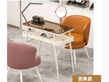 Sticlă de unghii masă masă Moda net celebrity Unghii masă și un scaun de lumina set de lux de unghii simple magazin dedicat masa