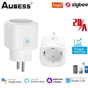 Tuya ZigBee Smart Plug 20A UE Plug Casa Inteligentă cu energie Electrică Statistici de Viață Inteligent de Control de la Distanță Alexa Google Acasa Alice
