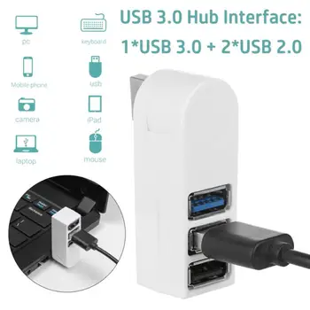 Universal Mini Rotativ 3-Port Hub USB 3.0 de Mare Viteză de Transfer de Date Splitter Box Adapter USB Expander Pentru PC, Laptop MacBook
