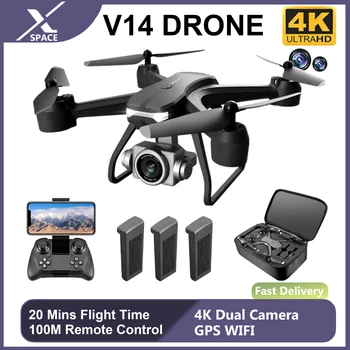 V14 Drona 4K HD Dual aparat de Fotografiat Profesional cu Unghi Larg de 1080P WiFi FPV Drone Camera Dublă Înălțime Ține Quadcopter Elicopter de Jucarie pentru Copii