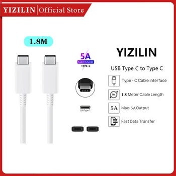 YIZILIN Cablu 1.8 M 5A 45W PD Super-Rapid de Încărcare Cabluri Usb De Tip C Linie de Date pentru Samsung S20 21 22 Ultra Nota 20 10 A91 A90